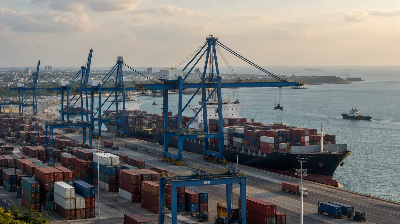 Container cranes and ships at the Port of Mombasa